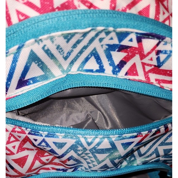 High Sierra Hiking Backpack Suspension System Teal Pink White Geometric Pattern - Picture 13 of 16